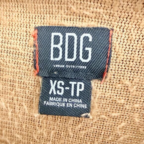 BDG Urban Outfitters Fuzzy Cropped 1/4 Zip Jacket with Hood Teddy Brown Size XS - Picture 4 of 6